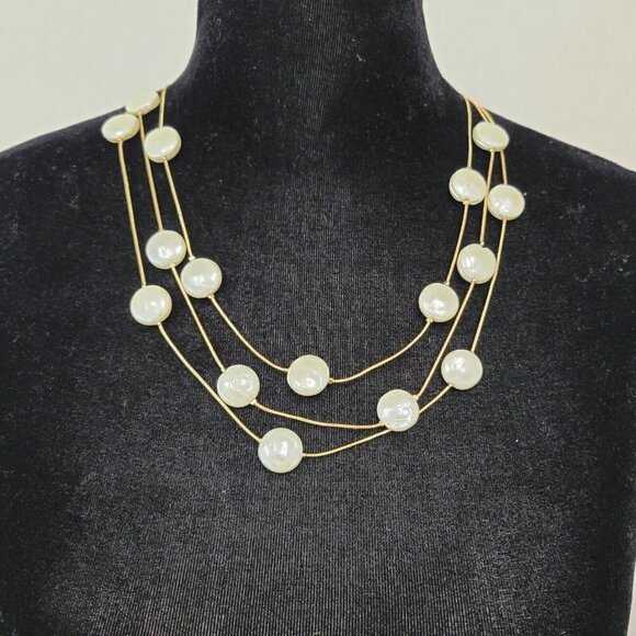 WOMEN'S Charter Club Gold-Tone Imitation Pearl Necklace 24" - Picture 1 of 4